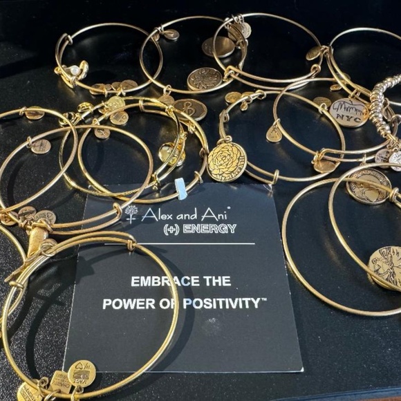 15 Alex and Ani bracelets gold color